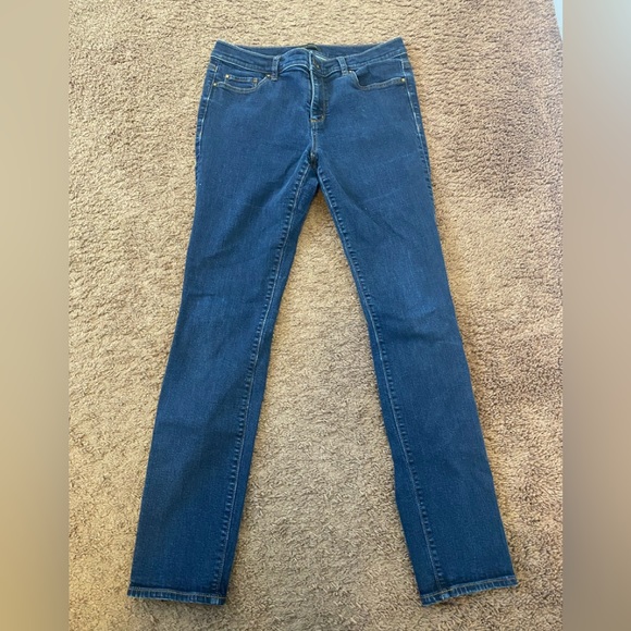 Ann Taylor Mid Rise Skinny Dark Wash Stretch Denim Jeans Size 8 - Picture 1 of 4